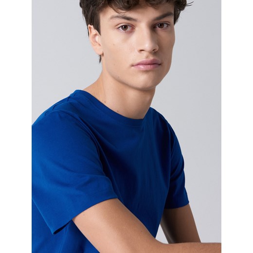 T-shirt męski niebieski Cropp z krótkim rękawem casualowy 