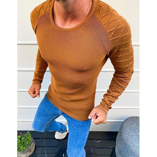 Sweter męski Dstreet brązowy z wiskozy casualowy 