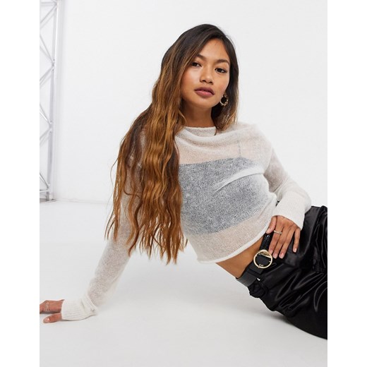 Weekday – Trinity – Biały dzianinowy sweter ze stójką Weekday L Asos Poland