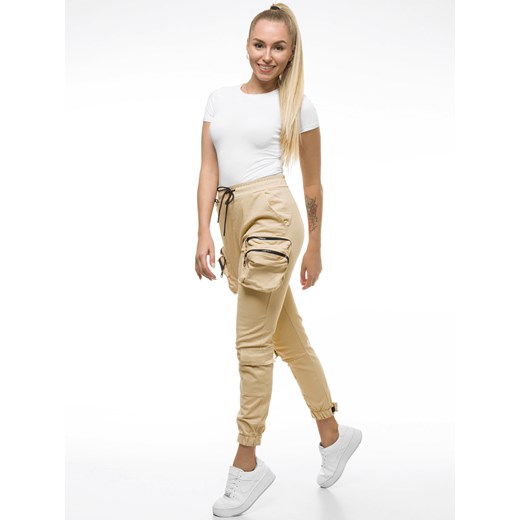 SPODNIE DAMSKIE CHINO JOGGERY BEŻOWE OZONEE O/802 L promocyjna cena ozonee.pl