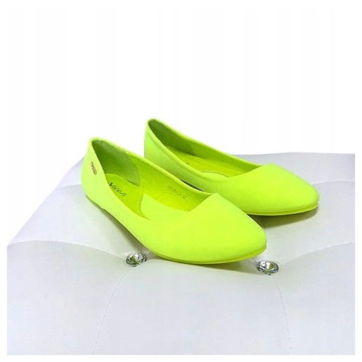 BALERINKI klasyczne szpic green neon vices PROMOCJA KBU467 Vices 39 onaion58