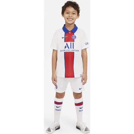 Strój piłkarski dla małych dzieci Paris Saint-Germain 2020/21 (wersja wyjazdowa) - Biel Nike M Nike poland
