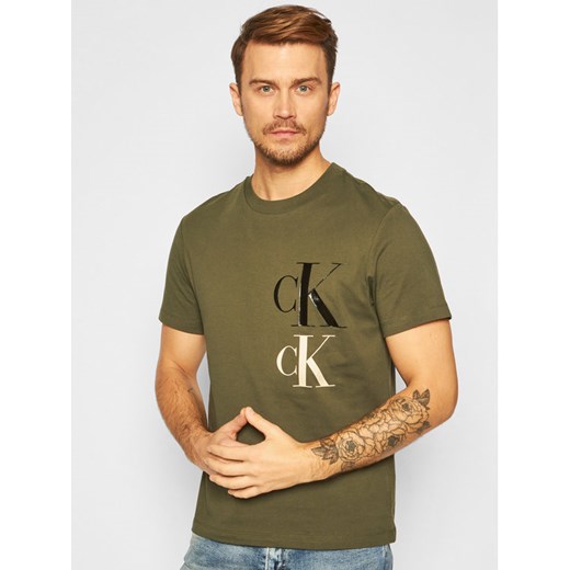 Calvin Klein Jeans T-Shirt Archive Icons J30J316871 Zielony Regular Fit XL MODIVO