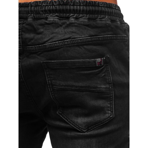 Czarne jeansowe joggery bojówki spodnie męskie slim fit Denley 31008W0 XL okazyjna cena Denley