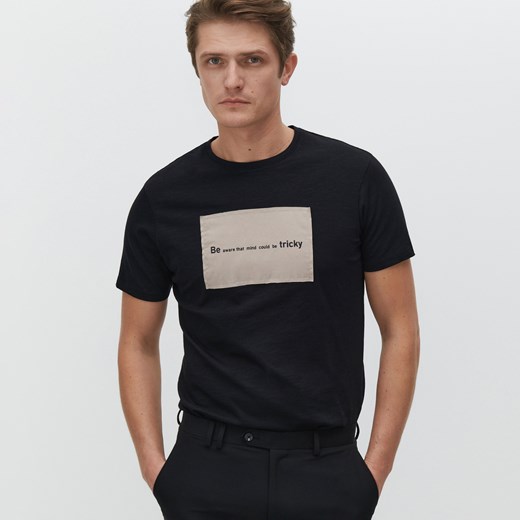 Reserved - T-shirt z naszywką - Czarny Reserved M Reserved