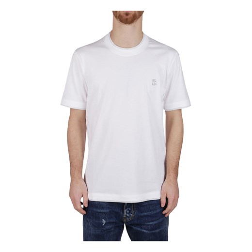 T-shirt męski Brunello Cucinelli casual biały z krótkim rękawem 