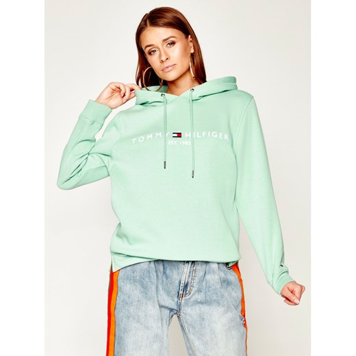 TOMMY HILFIGER Bluza TH Ess Hoodie WW0WW26410 Zielony Regular Fit Tommy Hilfiger M wyprzedaż MODIVO