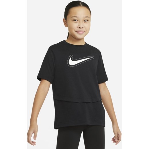 Koszulka treningowa z krótkim rękawem dla dużych dzieci (dziewcząt) Nike Dri-FIT Trophy - Czerń Nike L Nike poland