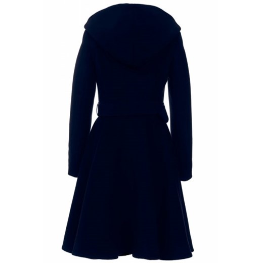 Rozkloszowany płaszcz midi z kapturem PLA006 Navy - Mattire Mattire 40 Mywear