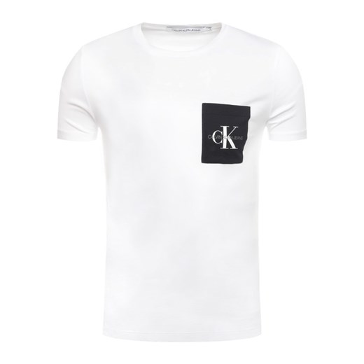 Calvin Klein Jeans T-Shirt Poche Monogram J30J314070 Biały Slim Fit XXL promocyjna cena MODIVO