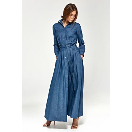 Sukienka maxi z długim rękawem S93 Jeans - Nife Nife 42 Mywear