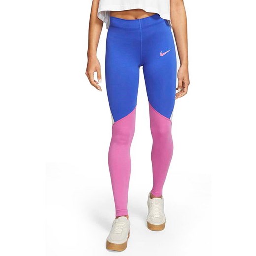 Legginsy damskie Sportswear Colorblock Nike (niebieski/róż/biel) Nike XL okazyjna cena SPORT-SHOP.pl