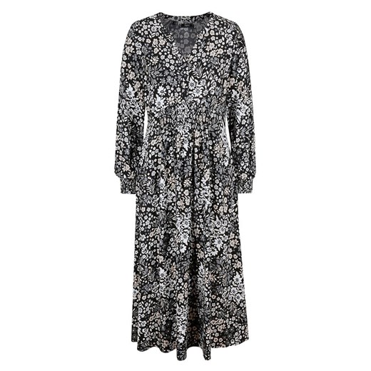 Długa sukienka z tkaniny wiskozowej z nadrukiem, z przeszyciem cienkimi gumkami | bonprix 54 bonprix