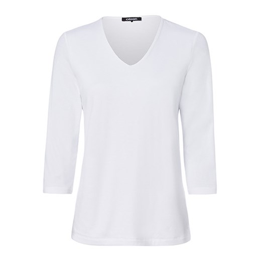 Biały T-shirt w serek Basic 11100296 Biały 46 Olsen 46 Olsen