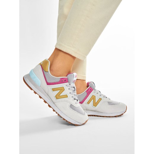 Buty sportowe damskie New Balance w stylu casual z zamszu wiązane 