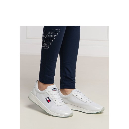 Buty sportowe damskie Tommy Jeans na płaskiej podeszwie sznurowane skórzane 