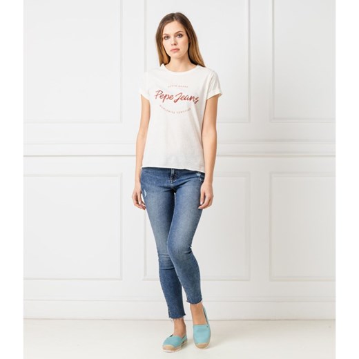Pepe Jeans London T-shirt ERIN | Regular Fit | z dodatkiem lnu L wyprzedaż Gomez Fashion Store