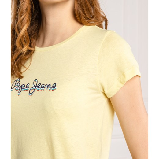Pepe Jeans London T-shirt DAISY | Regular Fit | z dodatkiem lnu S wyprzedaż Gomez Fashion Store