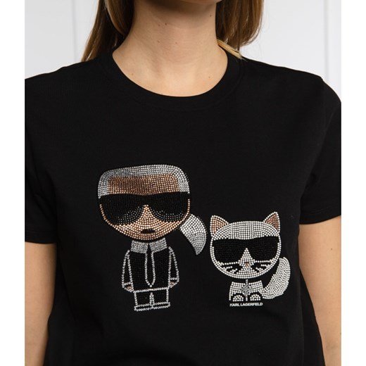 Karl Lagerfeld T-shirt Ikonik Rhinestone | Regular Fit Karl Lagerfeld L wyprzedaż Gomez Fashion Store