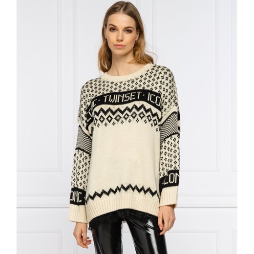 Twin-Set Sweter norvegese | Loose fit | z dodatkiem wełny M okazja Gomez Fashion Store