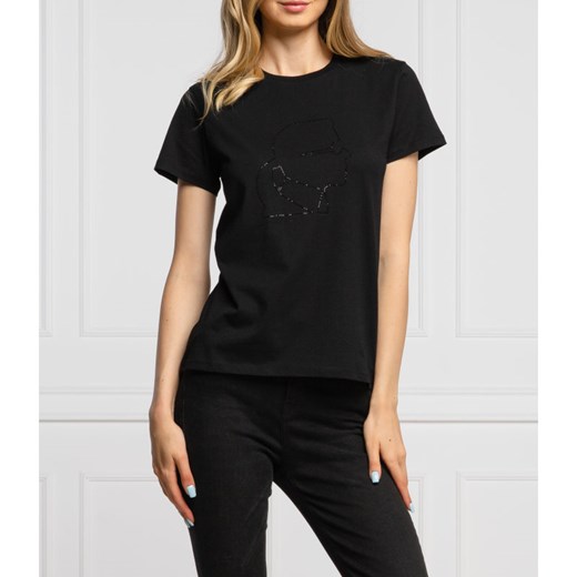 Karl Lagerfeld T-shirt Rhinestone | Regular Fit Karl Lagerfeld XS okazja Gomez Fashion Store