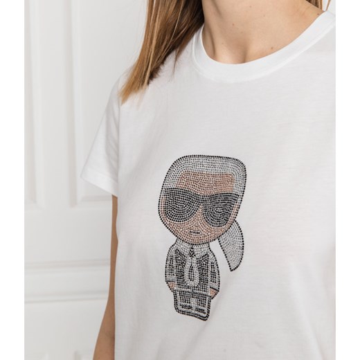 Karl Lagerfeld T-shirt Rhinestone | Regular Fit Karl Lagerfeld S wyprzedaż Gomez Fashion Store
