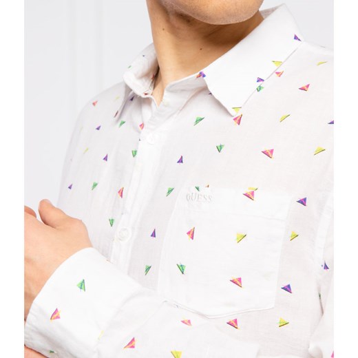 GUESS JEANS Lniana koszula COLLINS | Regular Fit L wyprzedaż Gomez Fashion Store