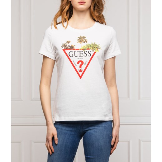 GUESS JEANS T-shirt PALMS TRIANGLE | Regular Fit XS promocyjna cena Gomez Fashion Store