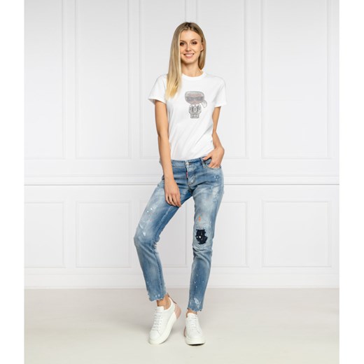 Karl Lagerfeld T-shirt Ikonik Rhinestone | Regular Fit Karl Lagerfeld M okazja Gomez Fashion Store