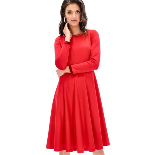 Czerwona sukienka z welurowym wykończeniem L'AF Waleo ze sklepu Eye For Fashion w kategorii Sukienki - zdjęcie 102401022