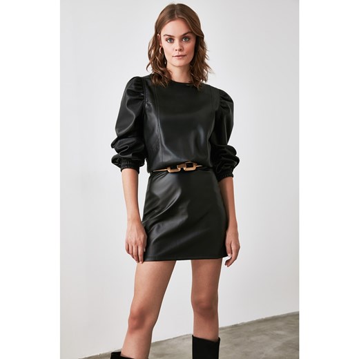 Trendyol Leather Knitted Skirt with Black Trok Trendyol S Factcool