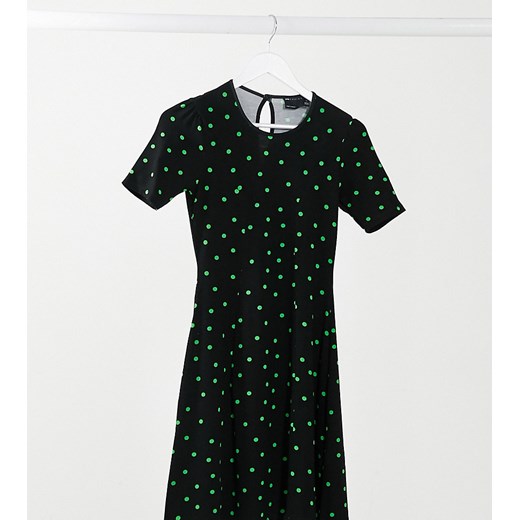 Asos sukienka w groszki czarna letnia mini z krótkimi rękawami