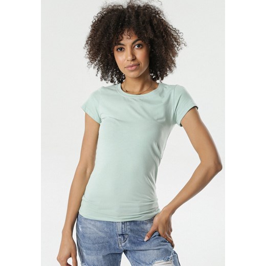 Miętowy T-shirt Gathanthei ze sklepu Born2be Odzież w kategorii Bluzki damskie - zdjęcie 102515611