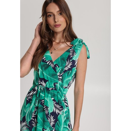 Granatowo-Zielona Sukienka Aquirin Renee S/M Renee odzież