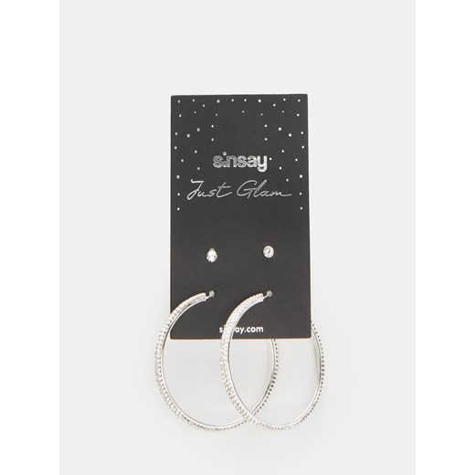Sinsay - Kolczyki 2 pack - Srebrny Sinsay Jeden rozmiar Sinsay
