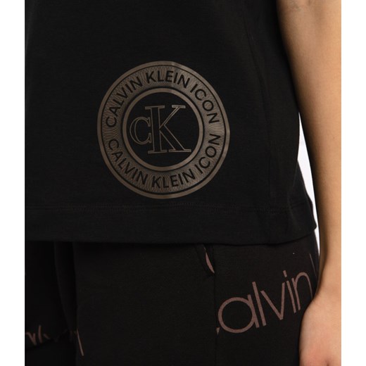 Bluzka damska Calvin Klein Underwear casual czarna z okrągłym dekoltem 