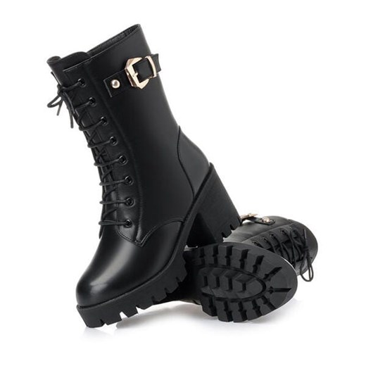 Mały niski obcas słupek modne wiązane trapery zapięcie causal damskie botki buty czarny buty Sandbella sandbella