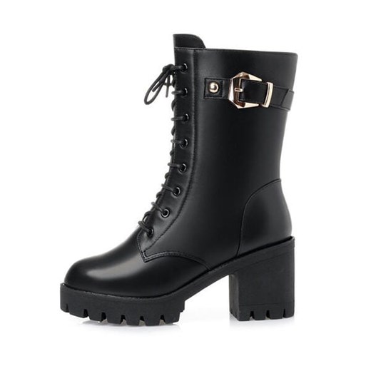 Mały niski obcas słupek modne wiązane trapery zapięcie causal damskie botki buty czarny buty Sandbella sandbella