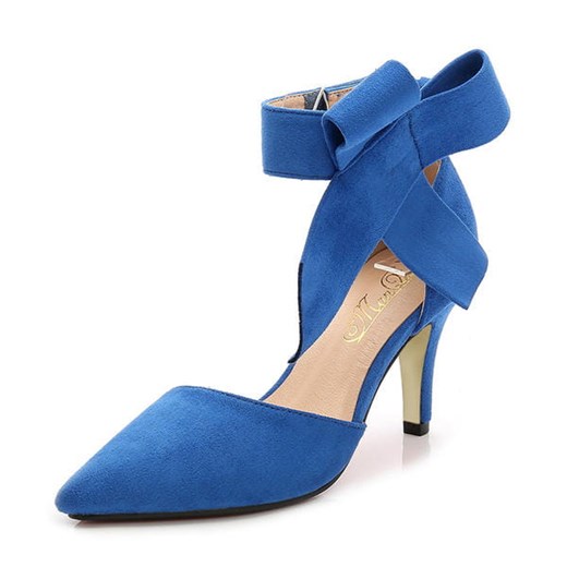 Duży wysoki obcas szpic wiązane wycięte eleganckie zapięcie damskie buty sandały niebieski szpilki Sandbella sandbella