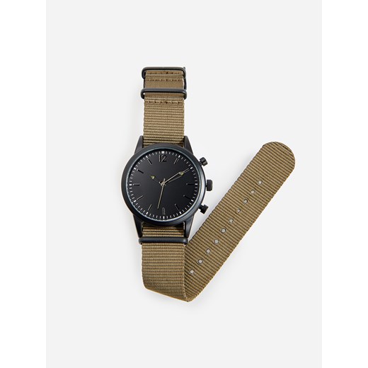 Reserved - Zegarek na materiałowym pasku - Khaki Reserved ONE SIZE promocja Reserved