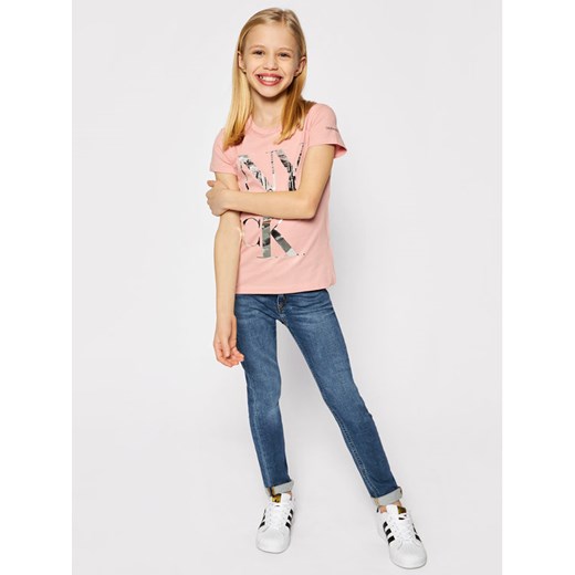 Calvin Klein Jeans T-Shirt Ny Print IG0IG00670 Różowy Slim Fit 12Y wyprzedaż MODIVO