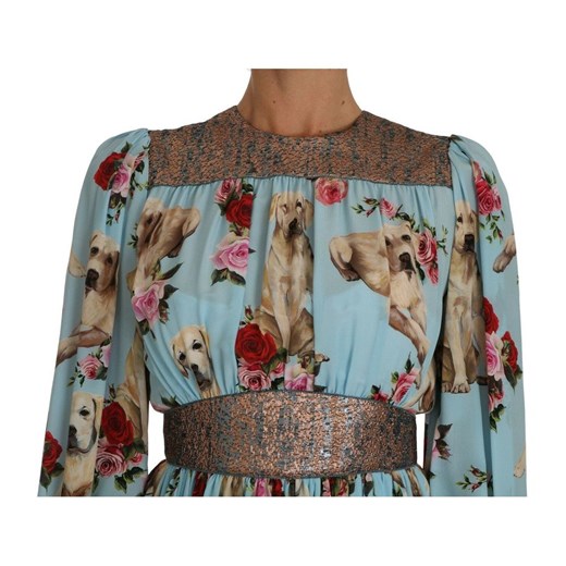 Labrador Dog Roses Print Dress Dolce & Gabbana XS - 40 IT showroom.pl promocja