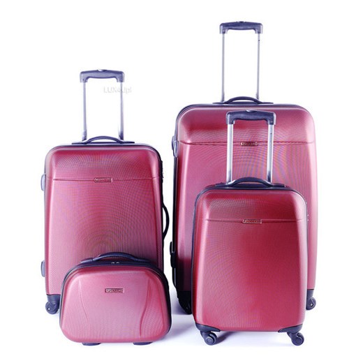 Komplet walizek z poliwęglanu + kuferek Puccini PC 005 - czerwony lux4u-pl rozowy baza pod makijaż