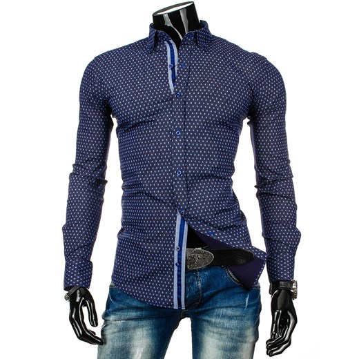Koszula z długim rękawem (dx0226) - Niebieski dstreet szary design