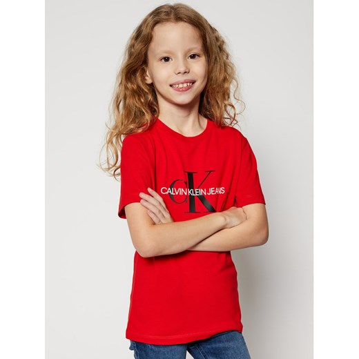 Calvin Klein Jeans T-Shirt Monogram Logo IU0IU00068 Czerwony Regular Fit 10Y okazja MODIVO