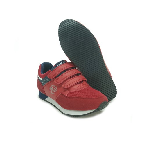 Buty sportowe damskie czerwone American Club płaskie sznurowane ze skóry ekologicznej 