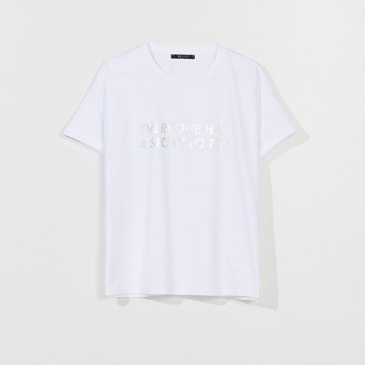 Mohito - Koszulka z holograficznym napisem - Biały Mohito XL okazyjna cena Mohito