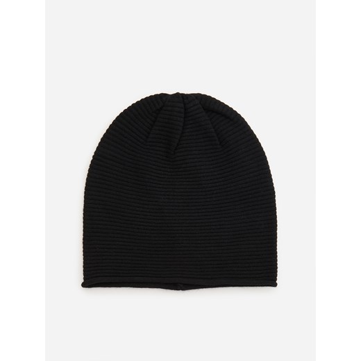 Reserved - Czarna czapka z prążkowanej dzianiny - Czarny Reserved ONE SIZE wyprzedaż Reserved