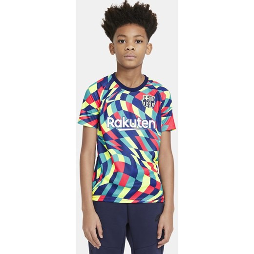 Przedmeczowa koszulka piłkarska z krótkim rękawem dla dużych dzieci FC Barcelona - Niebieski Nike XL Nike poland