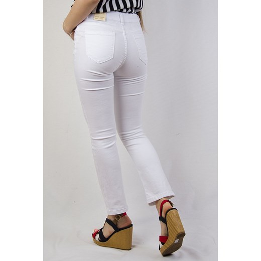 Białe spodnie typu"dzwony", z rozszerzaną nogawką Olika XS olika.com.pl